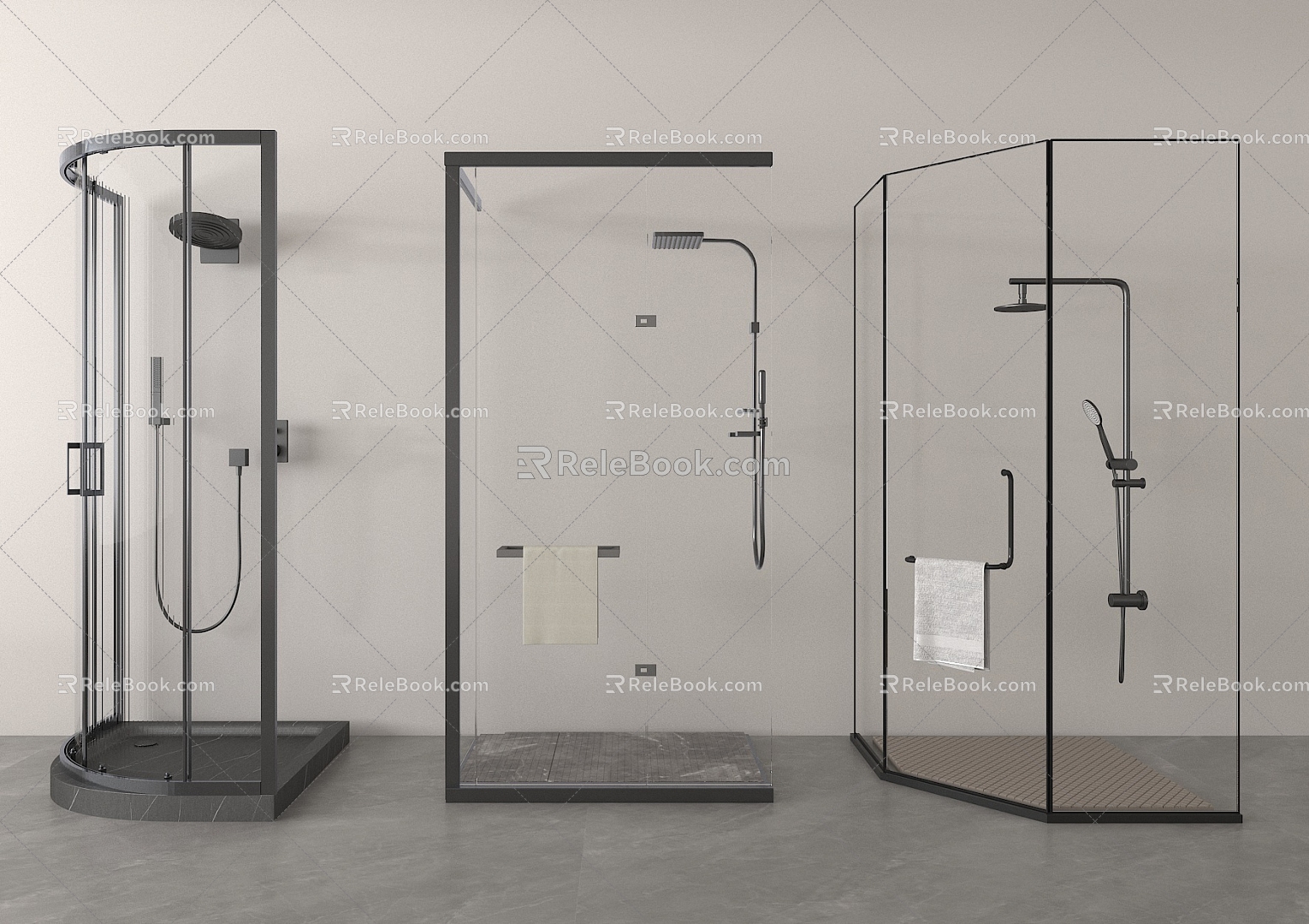 Modern Very Narrow Shower Shower 3d model