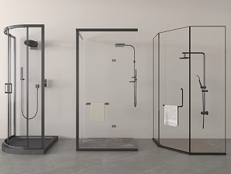 Modern Very Narrow Shower 3d model