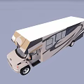 Modern Motorhome Exterior With White Roof Beige Body And Black Stripes