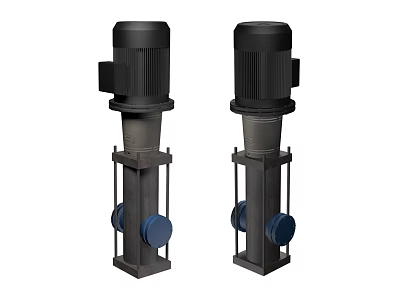 Two Vertical Industrial Equipment Units With Motor Frame And Blue Components 3d model