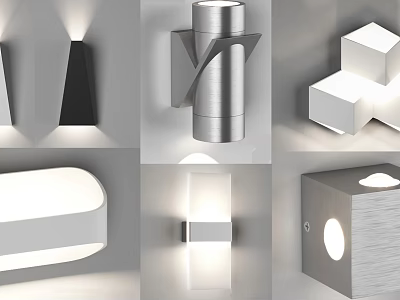Modern Wall Lamps With Geometric Shapes And Sleek Metal Finish Design 3d model