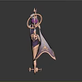 Gorgeous Female Character In Purple Gold Outfit With Flowing Robe And Gemstone Ornaments
