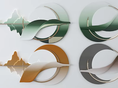Modern Circular Wall Decor With Wavy Lines And Multicolor Tones For Home Interior 3d model