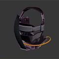 Futuristic VR Headset With Ergonomic Adjustable Strap And Orange Accent Details 3d model