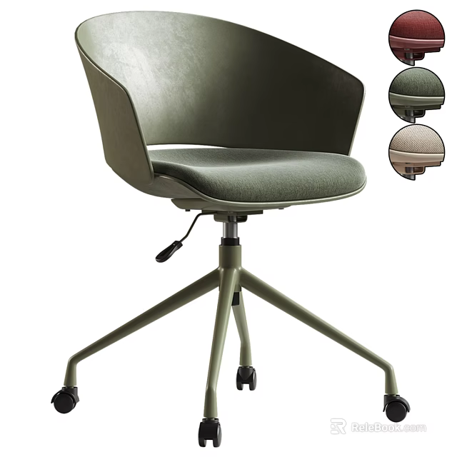 Ergonomic Green Velvet Swivel Office Chair Table Set With Adjustable Height And Multi Color Options 3d model 
