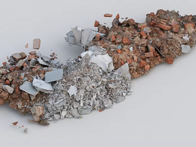 Building Components in Demolition Debris with Broken Bricks Concrete Fragments and Crushed Stones 3d model