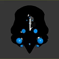 Futuristic 3D Model Helmet With Gray Metallic Finish And Blue Glowing Lights