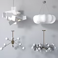 Modern Stylish Pendant Lights With Geometric Cloud Spherical And Cube Designs 3d model