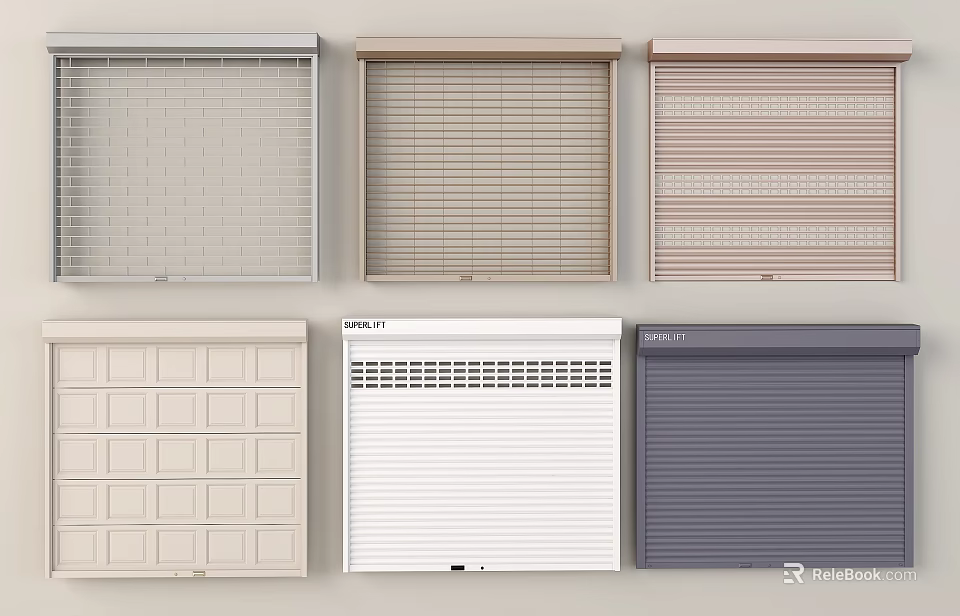 Various Window Blinds And Roller Shutters In Multiple Color And Design Styles 3d model 