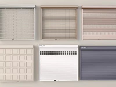 Various Window Blinds And Roller Shutters In Multiple Color And Design Styles 3d model