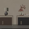 Modern Nightstands Brown Gray With Metal Frames Lamp Vase Red Branches Decor And Books