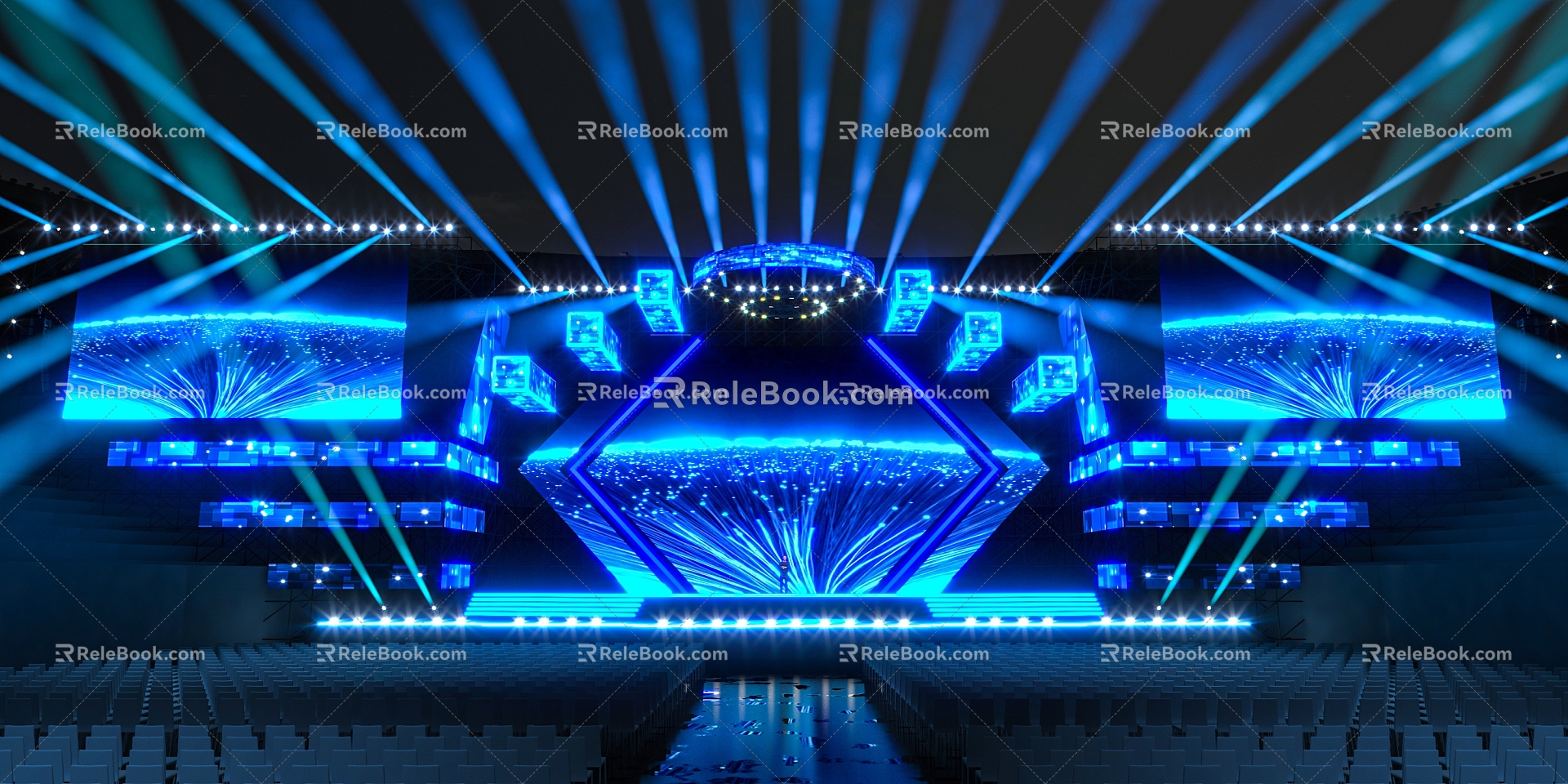 Technology Stage Dance Art Concert Conference Annual Meeting Awards Creative Stage Cool Blue Gymnasium Dance Indoor Stage 3d model