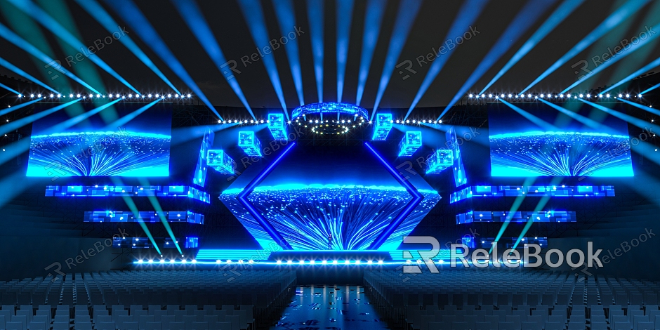 Technology Stage Dance Art Concert Conference Annual Meeting Awards Creative Stage Cool Blue Gymnasium Dance Indoor Stage model