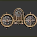 Car Engine Parts In Golden Color With Connected Mechanical Structure And Shiny Surface