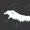 Detailed White Reptile Skull Skeleton with Sharp Teeth on Black Background