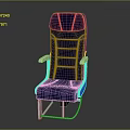 Modern Blue Leisure Chair With Metal Frame And Striped Backrest Design