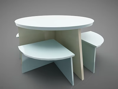 Modern White Round Top Desk With Modular Support Structure Design 3d model