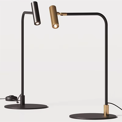 Modern Black And Gold Table Lamp With Double Heads And Stable Base 3d model