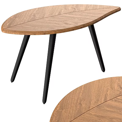 Oval Wooden Table With Black Tapered Legs And Smooth Natural Surface 3d model