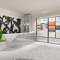 Modern Office Interior With Green Living Wall Bookshelves And Comfortable Seating Area