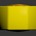 Yellow Hexagonal Component With Textured Interior And Shiny Reflective Surface