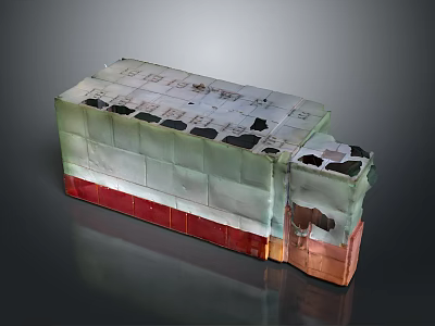 Innovative Building Structure With Color Block Sections And Irregular Textured Surface 3d model