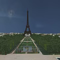 Scenic Eiffel Tower Landscape With Blue Sky Green Gardens And Neat Path