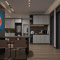 Modern Living and Dining Room Interior Design With Open Layout Wooden Flooring Artwork and Plant