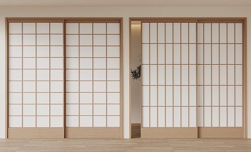 Japanese-style sliding door 3d model