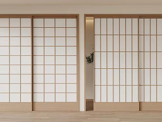 Japanese-style sliding door 3d model