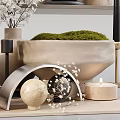 Modern Decorative Ornament Combination with Pampas Grass Ceramic Vases Moss and Candle Holders for Home