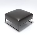 Modern Minimalist Black Leather Ottoman With Metal Frame Contemporary Design