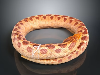 Coiled Brown Beige Spotted Snake In Ring Shape With Scaly Skin 3d model