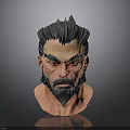 Man With Spiky Black Hair Thick Beard And Fierce Expression