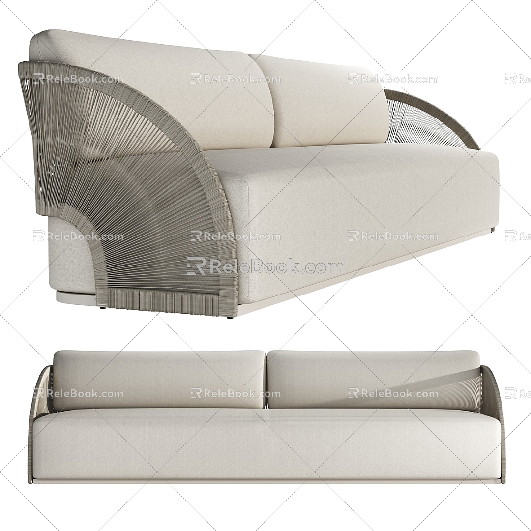 RH Japanese-style double sofa 3d model