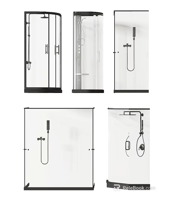 Different Styles Shower Sauna Design With Glass Doors And Shower Head Components 3d model 