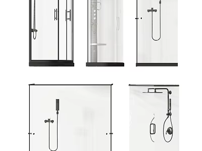 Different Styles Shower Sauna Design With Glass Doors And Shower Head Components 3d model