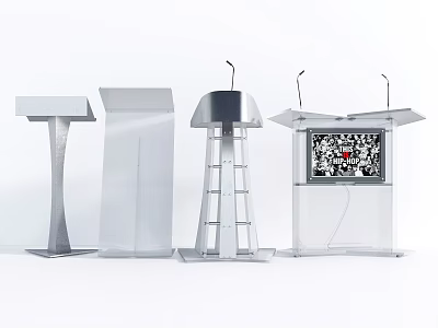 Transparent Acrylic Functional Desks With Modern Design Different Styles And Microphone Features 3d model