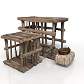 Rustic Wooden Tables With Woven Basket And Natural Craftsmanship Design