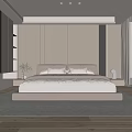Modern Minimalist Bedroom Interior With White Platform Bed Gray Area Rug And Curtains