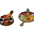 Assorted Fresh Fruit Platter With Strawberries Blueberries Pineapple Oranges Bananas And Avocado On Wooden Trays