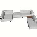 Modern Light Gray Sectional Sofa Set With Modular Design And Cushioned Seats 3d model