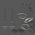 Modern Pendant Lights With Various Circular Ring And Spherical White Shade Designs 3d model
