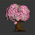 Artistic Decorative Tree With Vibrant Pink Flowers And Lush Green Leaves