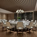 New Chinese-style Room Box Restaurant Large Round Table Sideboard 3d model