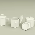 White Cup With Lid Displaying Front Back Right Left And Top Views 3d model