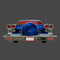 Vintage Blue And White Classic Car With Streamlined Body And Chrome Details
