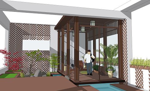 Japanese Garden Office Roof Garden 3d model