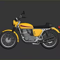 Classic Vintage Yellow Motorcycle With Black Seat And Metallic Stylish Design