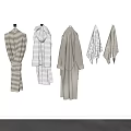 Soft Absorbent Bathrobes And Towels Hanging On Wall For Daily Use